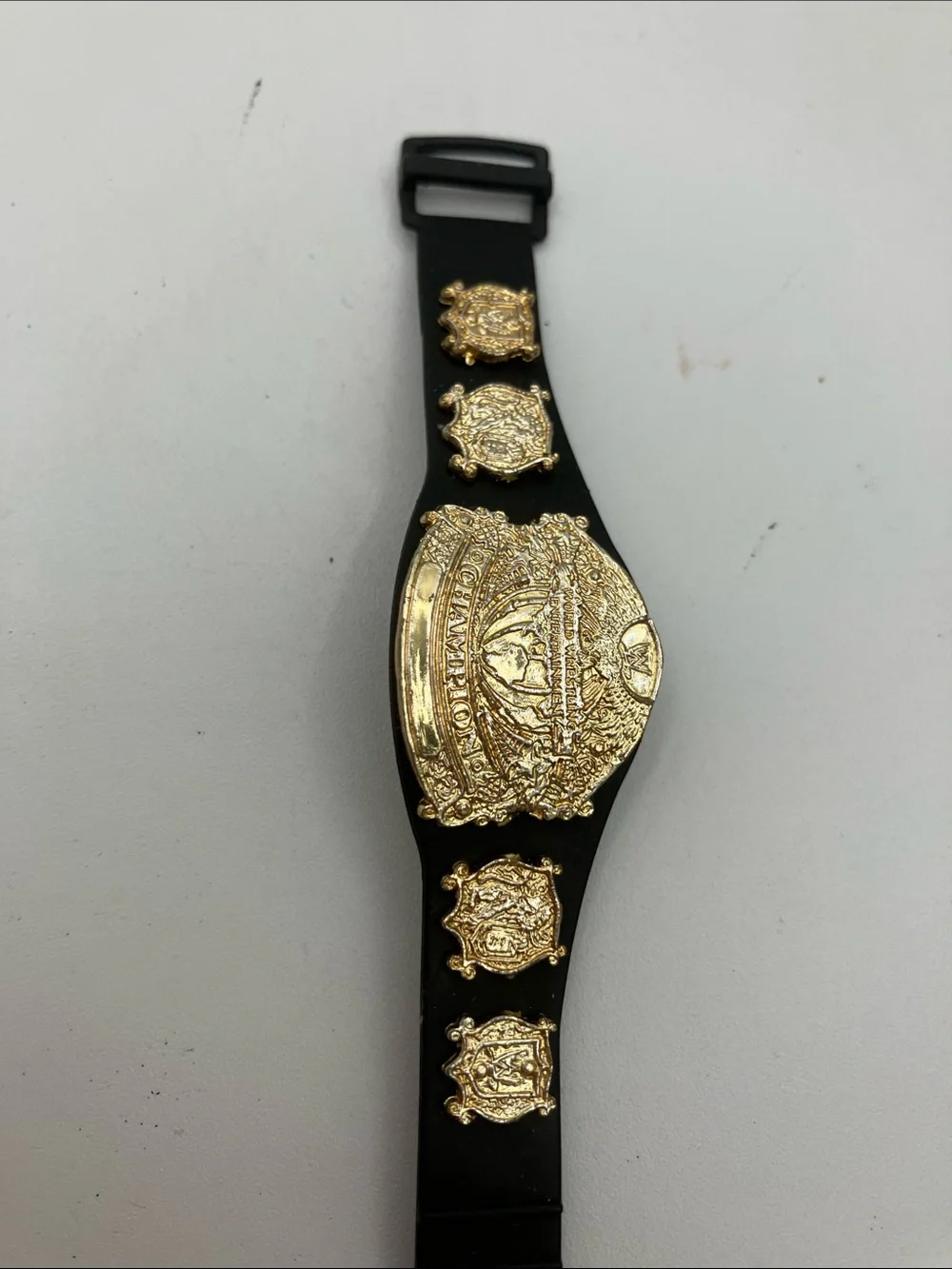 Toy Championship Belt - Black with Gold Plates 4”
